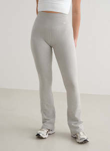 Grey Melange Ribbed Seamless Flare Tights