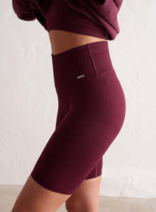 Bordeaux Ribbed Seamless Biker Shorts