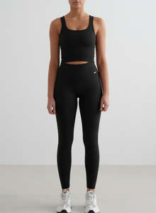 Sports Bras: Black Ribbed Seamless Tights & Bralette Set