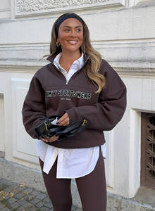 Products: Chocolate Varsity Sweat Half Zip