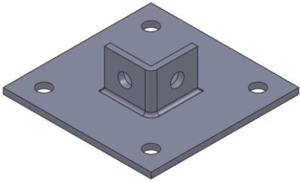 Strut Base Plate/Foot Bracket Short, 100mm x 100mm with L Plate - HDG (Hot Dippe&hellip;