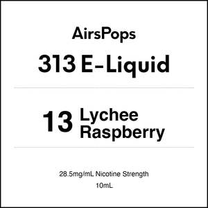 313 E Liquid 10ml: 13 LYCHEE RASPBERRIES - AirsPops 313 E-LIQUID 10ml