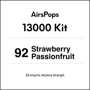 Vape Kits: 92 Strawberry Passionfruit - AirsPops 13000 Kit
