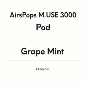 Pods: AirsPops M.USE 3000 Pod- Grape Mint