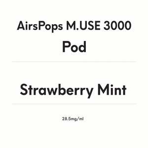 AirsPops M.USE 3000 Pod- Strawberry Mint