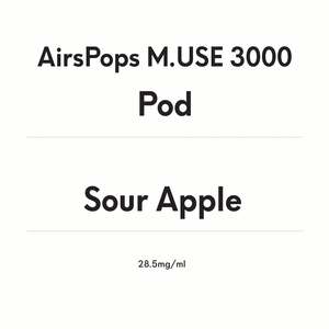 Pods: AirsPops M.USE 3000 Pod- Sour Apple