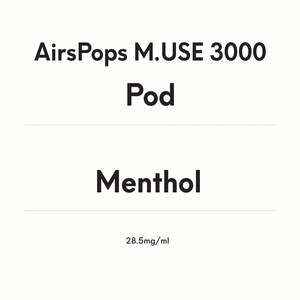 Pods: AirsPops M.USE 3000 Pod- Menthol