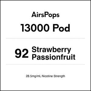 Airspops 13000 Pods: 92 Strawberry Passionfruit - AirsPops 13000 Pod
