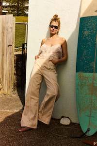 Denim: Kya Contrast Wide Leg Jeans