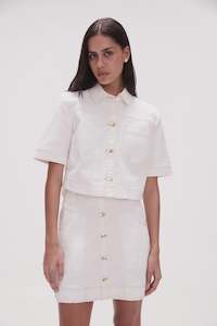 Crop Tops: Ember Denim Crop Shirt