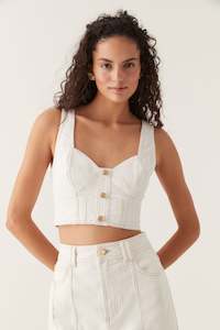 Crop Tops: Elena Denim Cropped Bustier