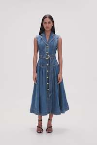 The Modest Edit: Elena Belted Denim Midi Dress