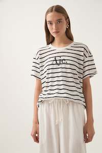 Perela Stripe Logo Tee