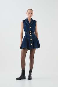 Elena Belted Denim Mini Dress
