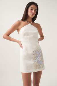 White Dresses: Mirrors Embroidered Mini Dress