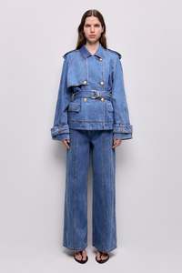 Aje Denim: Voyage Cropped Denim Trench