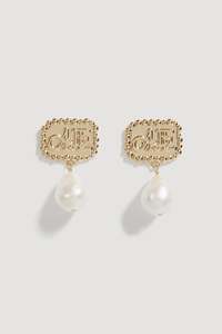 Aestra Pearl Drop Logo Earring