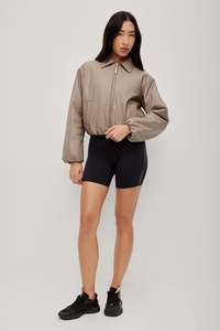 Outerwear: Vegan Leather Bomber Jacket