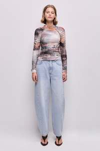 Carline Gathered Mesh Top