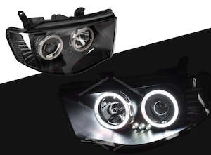 Black LED Angel Eyes Projector Headlights For Mitsubishi Triton MN ML 2006~2015