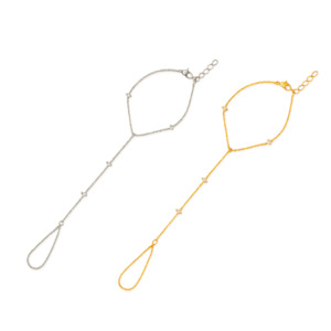 Bracelets: Amalfi Hand Chain - 18K Gold Plated/Silver