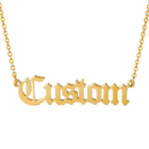 Custom Nameplate Necklace -18K Gold Plated or Silver