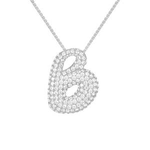 Ice Puff Initial Necklace- Silver