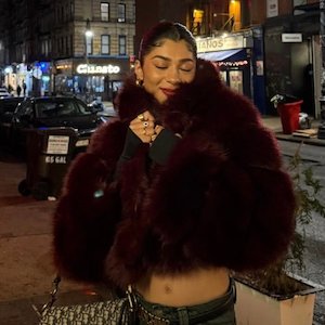 Rentals: NYC Faux Fur Jacket - Burgundy (S/M)