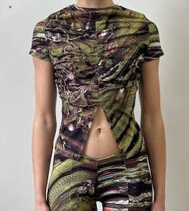 Lucinda Babi Adorn Split Top- Moss Green (XS)