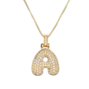 Vintage: Bubble Initial Necklace (Customisable)- Gold