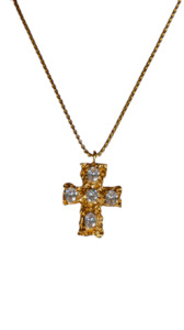 In God We Trust Capsule: Melted Cross Chain - Clear Gem Stone