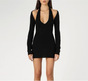 Mini Dress: SHERA Black Dress & Cardigan- One Size