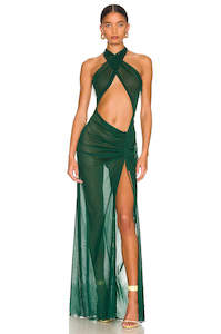 Kim Shui Mesh Wrap Gown-Green (S/M)