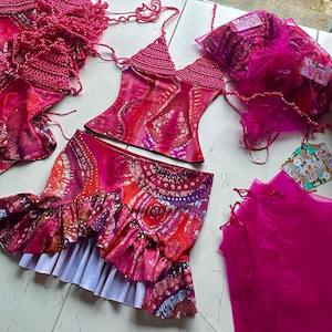 Skirts: Pink Celtik Batik Asymmetric Mini Skirt (S)