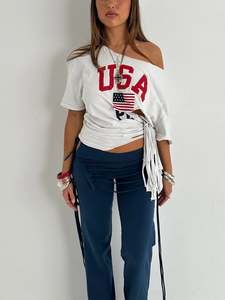 TIT4TATS White USA Fringe Tee (S/M)