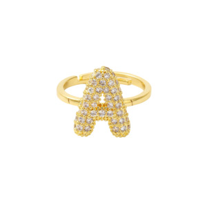 Bubble Initial Ring - 18K Gold-Plated