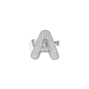 Large Bubble Initial Ring - Silver