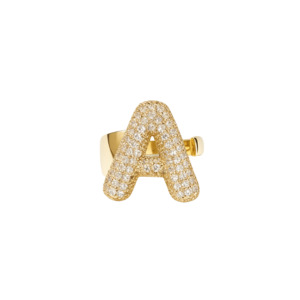 Large Bubble Initial Ring - 18K Gold-Plated
