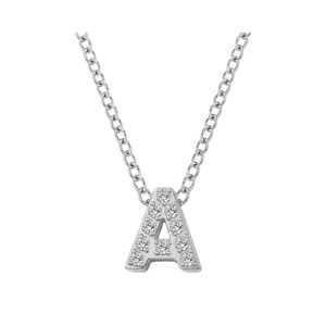 Mini Iced Initial Necklace - Silver