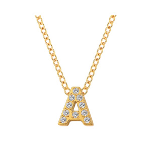 All: Mini Iced Initial Necklace- Gold