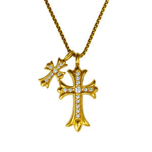 Dual Cross Pendant - 18K Gold-Plated