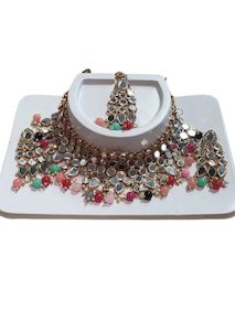 Jewellery: Multi Color With Mirror Work Necklace Set