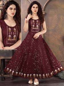 Salwar Kameez Plus Size: Long Flair Silk Kameez