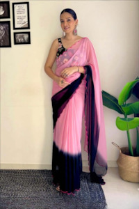 Printed Sarees: Georgette Saree with Embroidered Blouse