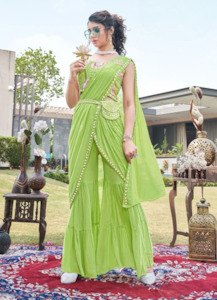 Sharara Saree With Belt & Purse