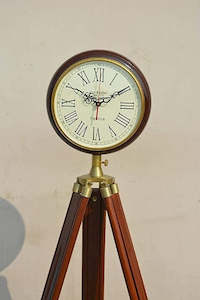 Grandfather Floor Standing Clock Vintage Roman Number Wooden Clock On Tripod