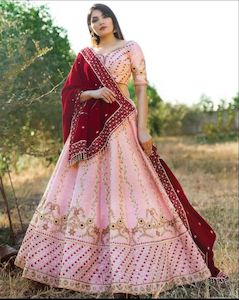 Unstitched Semi Stitched Lehenga: Party Wear Semi Stitched Lehenga Choli
