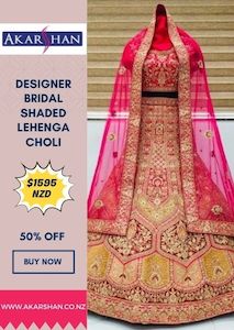 Designer Semi Stitched Bridal Shaded Lehenga Choli