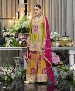 Embroidered Multi Colour Chinon Sharara Suit