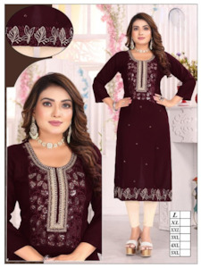 Rayon Kurti With Nalki Work
